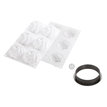 Obrázek 1 produktu SIL KIT TARTE RING FORMA SILIKON A RÁFKY - FLEUR Ø80mm v.20mm 6ks