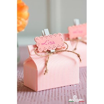 Obrázek 1 produktu SC Krabička na pralinky na zavázaní stuhou 7x4x3 cm růž. s pr. 10x10ks  - DOPRODEJ SLEVA 50%