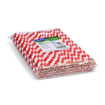 Obrázek 1 produktu W Brčka JUMBO červeno-bílá pr.8mm, délka 25cm 32x100ks