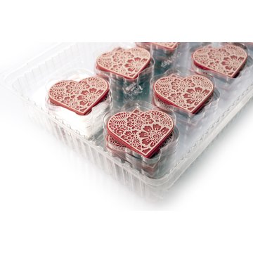 Obrázek 4 produktu DOBLA DEKOR SRDCE ČERVENOBÍLÉ krajka 5,5x5cm 96ks