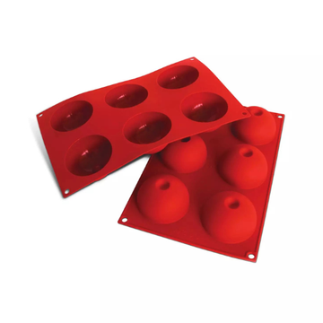 Obrázek 1 produktu SIL FORMA SILIKON terakota - POLOKOULE S DŮLKEM Ø75mm v.40mm 115ml 6ks
