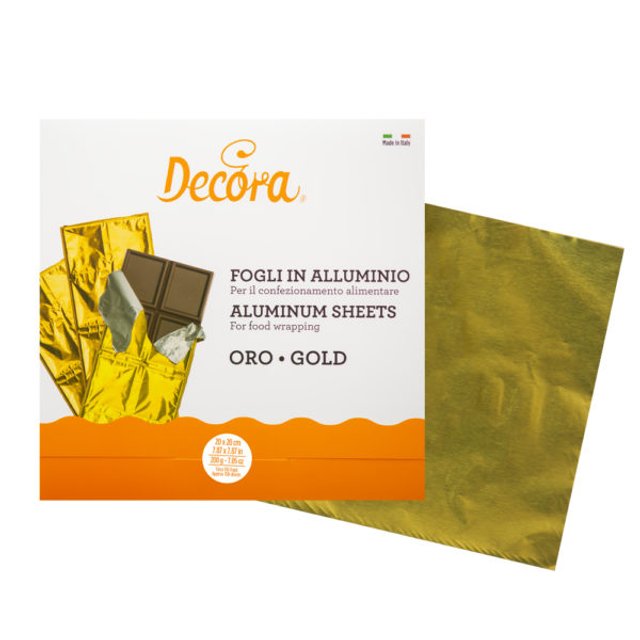 Obrázek produktu DECO HLINÍKOVÝ OBAL na čokoládovou tabulku ZLATÝ 20x20cm 150ks