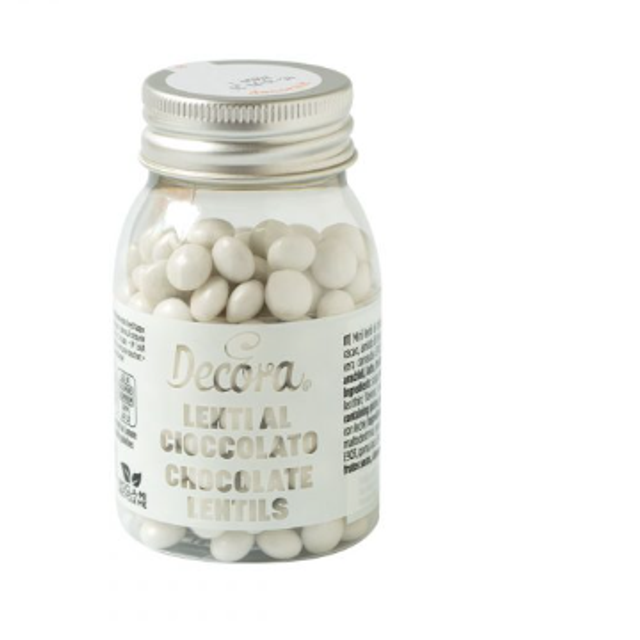 Obrázek produktu DECO Dekorace lentilky mléčná čokoláda BÍLÁ 80g