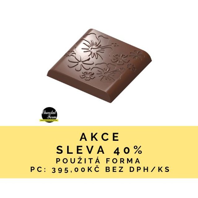 Obrázek produktu POUŽITÉ - CW FORMA NA PRALINKY - ČTVEREC S KVĚTINAMI 3,3x3,3cm v.0,5cm 16,5g 8ks - SLEVA 40%