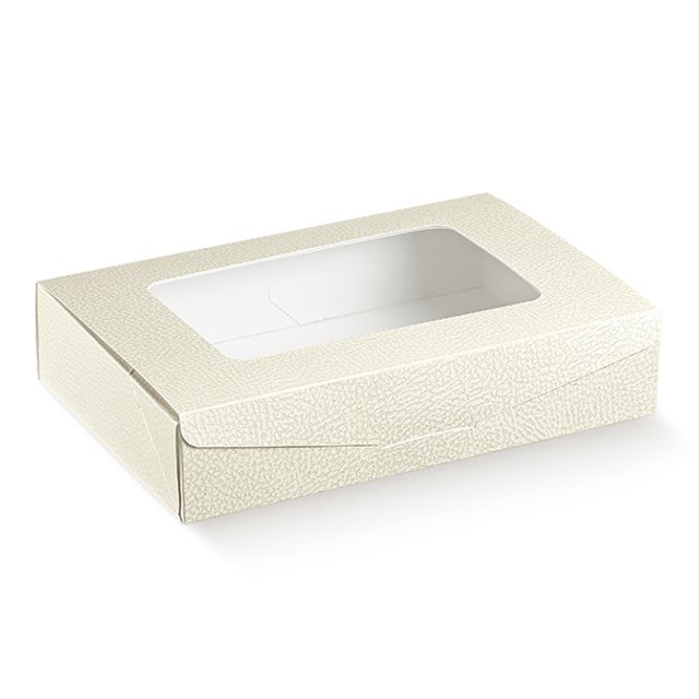 Obrázek produktu SC Krabice na cukroví s okénkem potisk bílá kůže 24x16x5cm 5x10ks