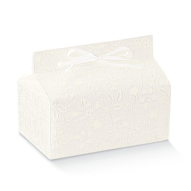 Obrázek produktu SC Krabička na pralinky/makronky na zavázání stuhou 10,3x7x4,5cm Harmony bianco bílá 10x10ks