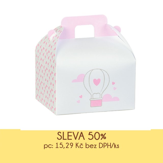 Obrázek produktu SC Krabička růžovobílá s balónem 160x140x100mm 100ks/krt - DOPRODEJ SLEVA 50%