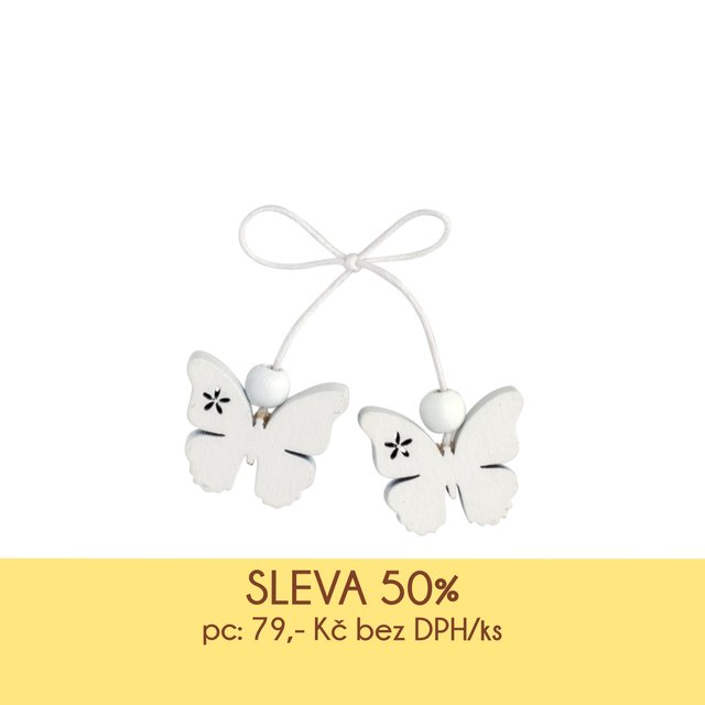 Obrázek produktu SC Dekorace 2 bílí motýlci spojení provázkem sada 12ks - DOPRODEJ SLEVA 50%