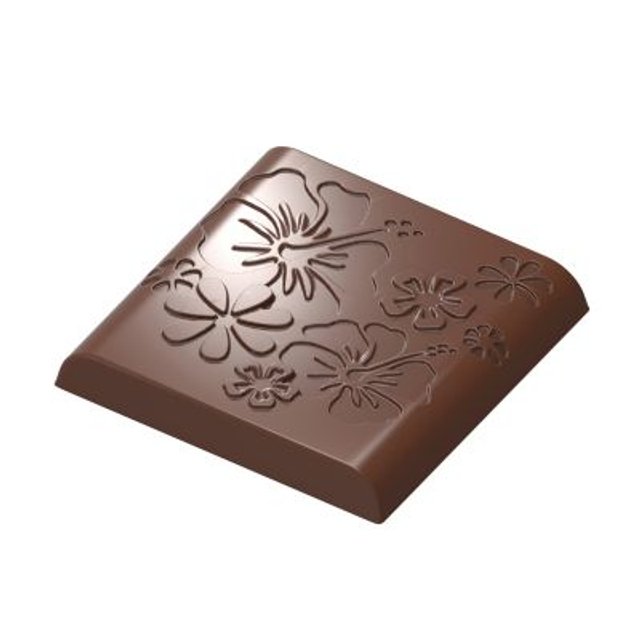 Obrázek produktu CW FORMA NA PRALINKY - ČTVEREC S KVĚTINAMI 3,3x3,3cm v.0,5cm 16,5g 8ks