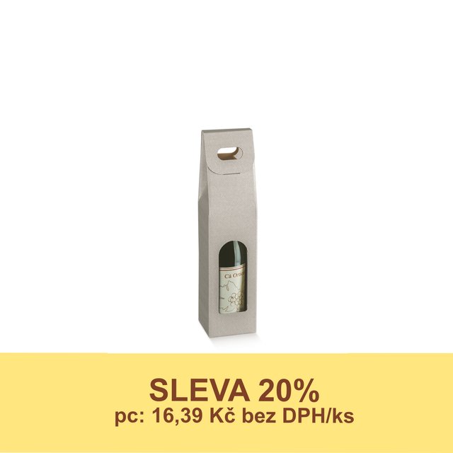 Obrázek produktu SC Krabice na víno potisk LINEA TORTORA šedá 9x9x v.38,5 cm - DOPRODEJ SLEVA 20%