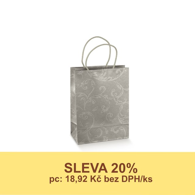 Obrázek produktu SC Taška papírová šedá DAMASCATO 31x12x38 cm 10x10 ks - DOPRODEJ SLEVA 20%