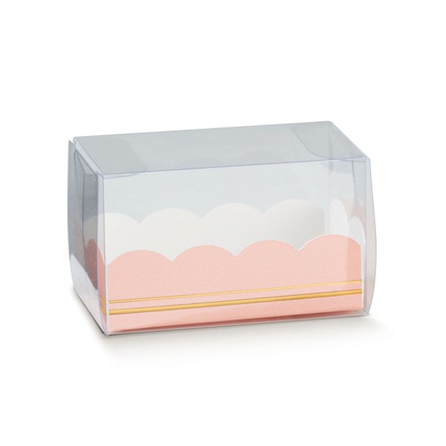 Obrázek produktu SC Krabička na makronky průhledná potisk růžový na 3 ks 8x5x5cm 20x10ks