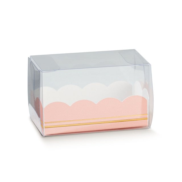 Obrázek produktu SC Krabička na makronky průhledná potisk růžový na 7 ks 19x5x5cm 20x10ks