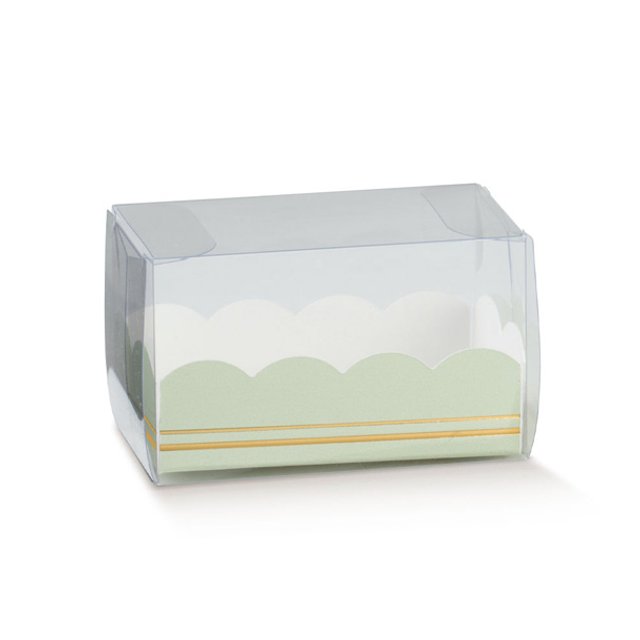 Obrázek produktu SC Krabička na makronky průhledná potisk zelený na 3 ks 8x5x5cm 20x10ks