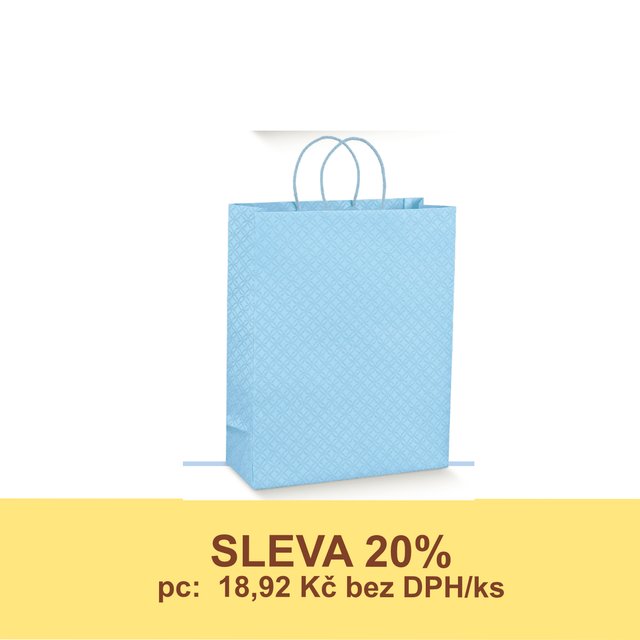 Obrázek produktu SC Taška papírová modrá MATELASSÉ 31x12x38 cm 10x10 ks - DOPRODEJ SLEVA 20%