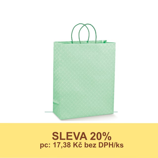 Obrázek produktu SC Taška papírová zelená MATELASSÉ 27x11x35 cm 10x10 ks - DOPRODEJ SLEVA 20%