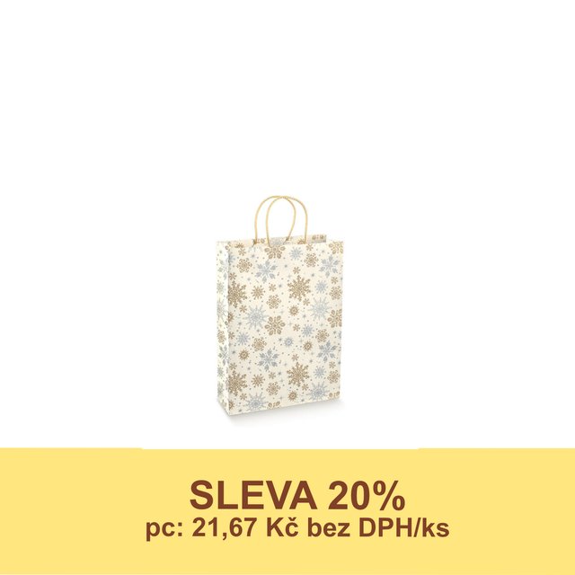 Obrázek produktu SC Taška papírová vánoční vzor vločky 35x13x43 cm 10x10 ks - DOPRODEJ SLEVA 20%