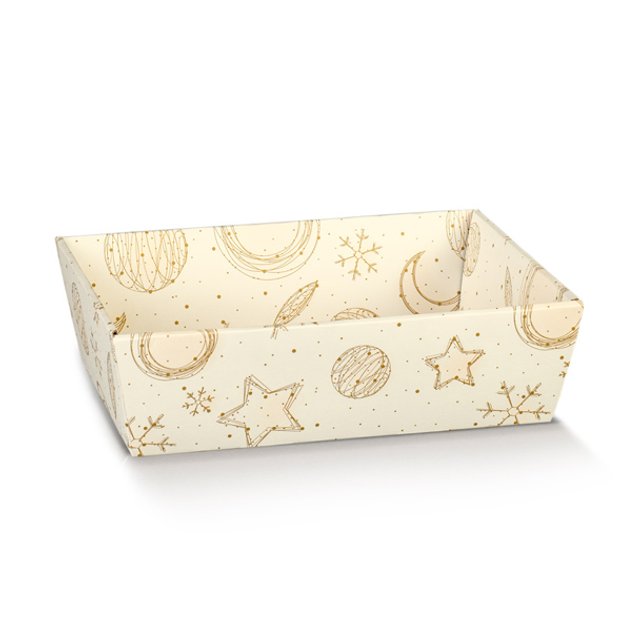 Obrázek produktu SC Dárkový koš béžový potisk hvězdy 29x21x9cm 2 ks