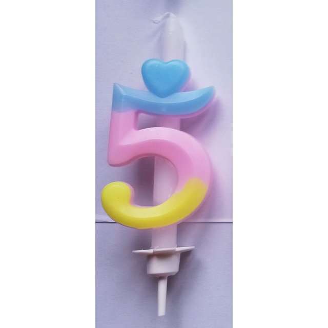 Obrázek produktu Svíčka číslo duhová "5"