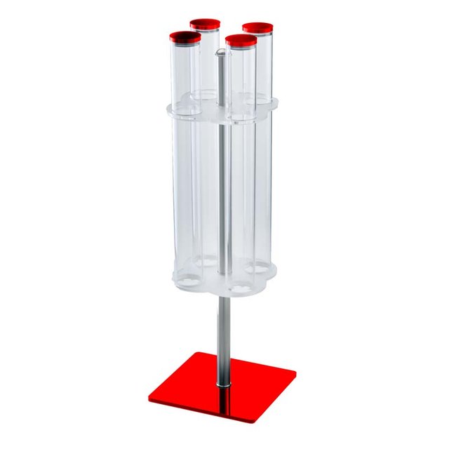 Obrázek produktu MA ZÁSOBNÍK NA KORNOUTY - 4 TUBY ČERVENÝ nerez pr.5,4cm