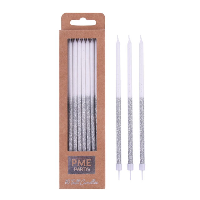 Obrázek produktu PME DORTOVÉ SVÍČKY - stříbrno-bílé se třpytkami 16ks