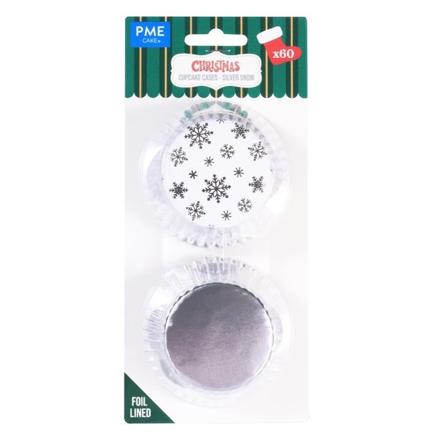Obrázek produktu PME Košíčky na muffiny VÁNOCE - HVĚZDIČKY/STŘÍBRNÉ 52x30mm 60ks