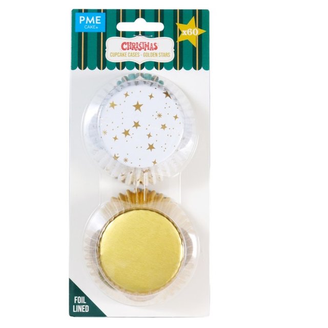 Obrázek produktu PME Košíčky na muffiny VÁNOCE - HVĚZDIČKY/ZLATÉ 52x30mm 60ks