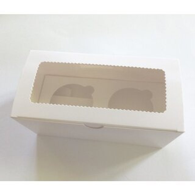 Obrázek produktu SA KRABIČKA bílá - na 2ks cupcakes/muffinů okénko 17,5x8,5x10cm (25ks v balení)