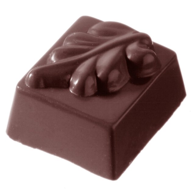 Obrázek produktu CW FORMA NA PRALINKY - ČTVEREC S LISTEM 3,3x2,9cm v.2cm 16g 24ks