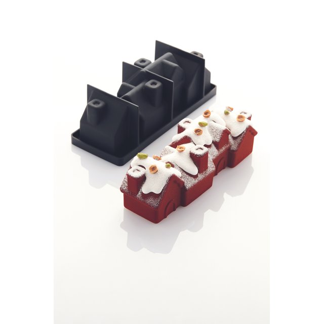 Obrázek produktu PAV FORMA SILIKON černá - CHALET - domky 25x8,3cm, v.9cm 1230ml