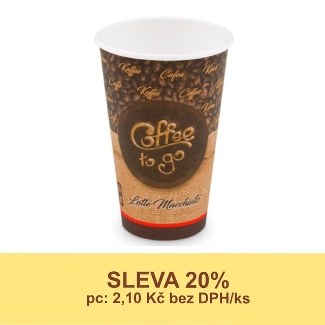 Obrázek produktu W Kelímek káva 16oz (510ml) 16x50ks potisk "COFFEE TO GO" - DOPRODEJ SLEVA 20%