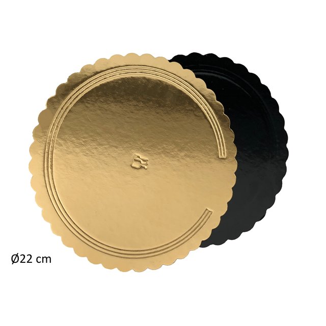 Obrázek produktu LEPENKOVÁ PODLOŽKA ZLATO/ČERNÁ G2400 silná (vlnitý okraj) pr.22cm