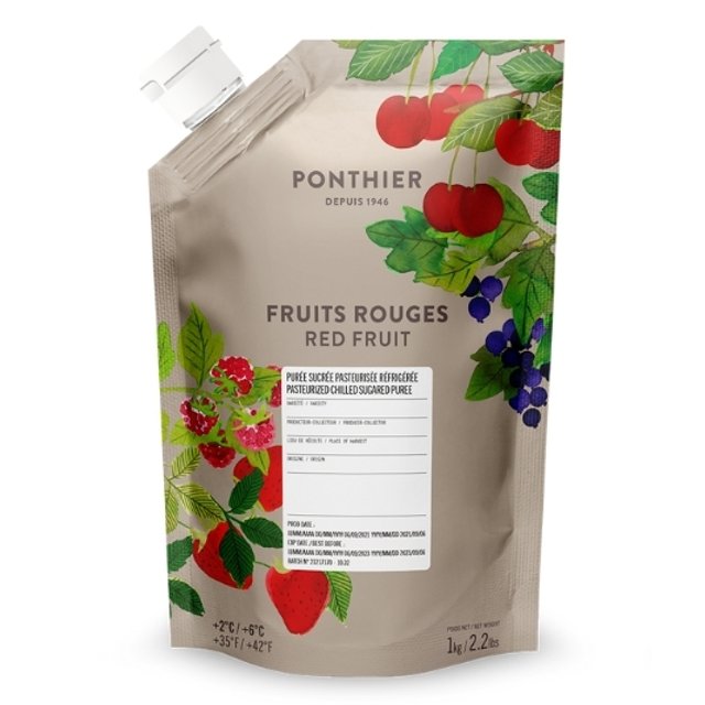 Obrázek produktu PONTHIER PYRÉ MIX ČERVENÉ OVOCE (maliny, jahody, třešně, černý rybíz) chlazené 6x1kg