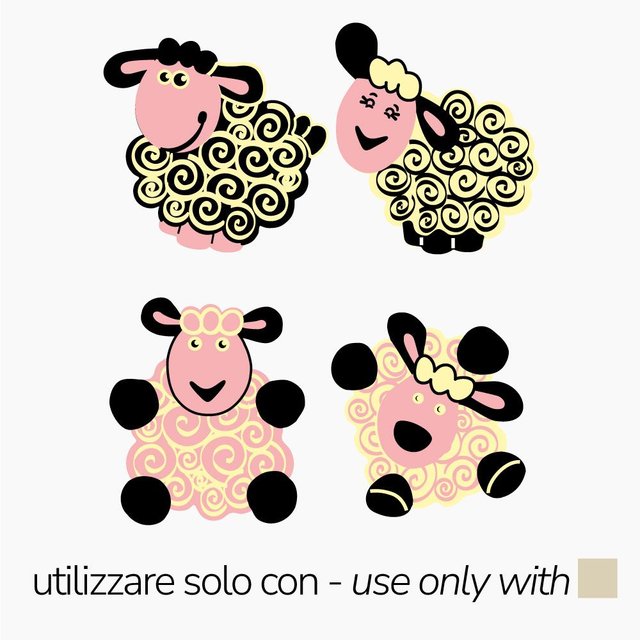 Obrázek produktu PAV BLISTR 34x26,5cm s potiskem OVEČKY 4druhy 3,4x2,65cm 48ks (bez AZO)(bez E171)(baleno po10ks)1ks