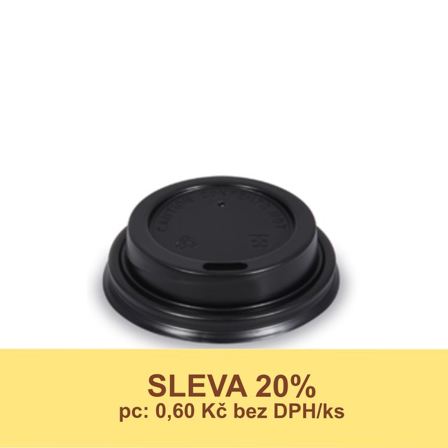 Obrázek produktu W Víčko na kelímek káva pr. 62mm (vhodné na 4oz) 20x50ks ČERNÉ