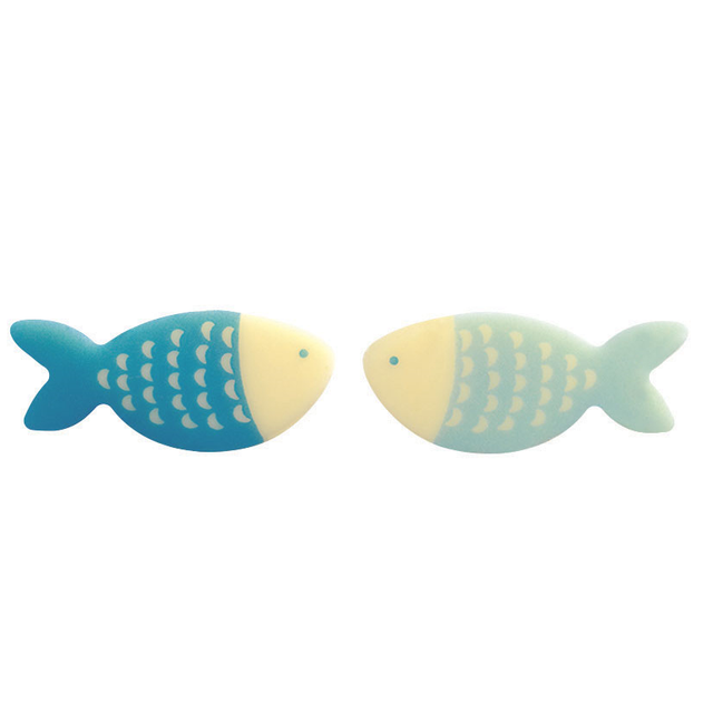 Obrázek produktu PCB ČOKOLÁDOVÝ DEKOR RYBIČKY 3,2x1,4cm 2 druhy 200ks