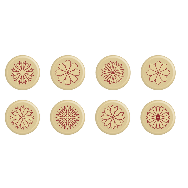 Obrázek produktu PCB DEKOR KOLEČKO Z BÍLÉ ČOKOLÁDY S ČERVENÝMI KYTIČKAMI FLEURETTES pr.2cm 880ks