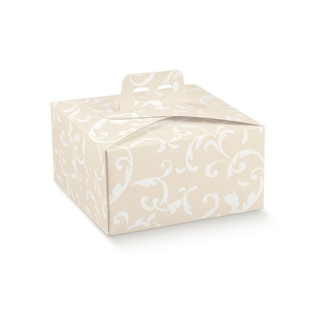 Obrázek produktu SC Krabice na dort hranatá s uchem potisk Damascato avorio 31x31x12cm 5x20ks
