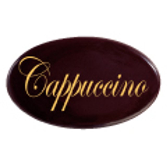 Obrázek produktu PCB DEKOR NÁPIS CAPPUCCINO tmavý-ovál 39x23mm 390ks