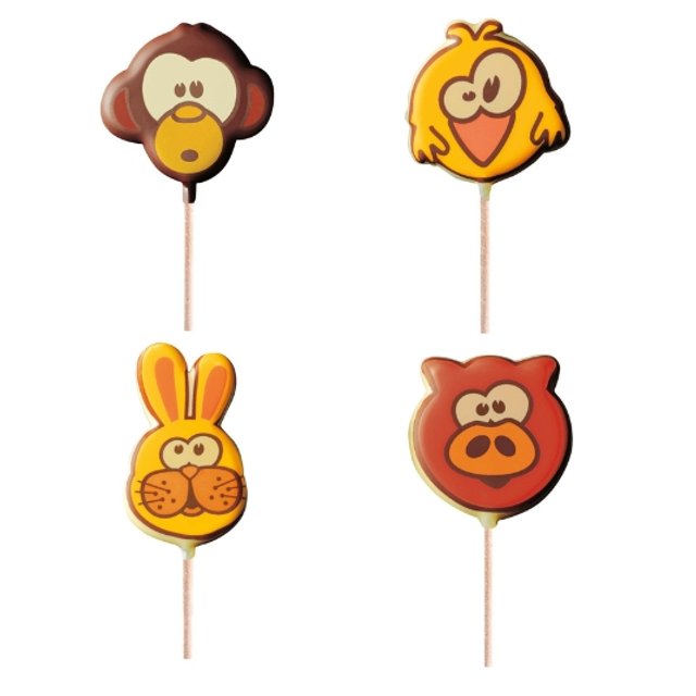 Obrázek produktu PCB BLISTR NA LÍZÁTKA POTISK HLAVY ZVÍŘÁTEK + tyčky 45ks