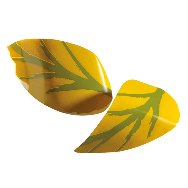 Obrázek produktu PCB DEKOR LÍSTKY OHNUTÉ ŽLUTOZELENÉ bílá čokoláda 3x4cm 240ks