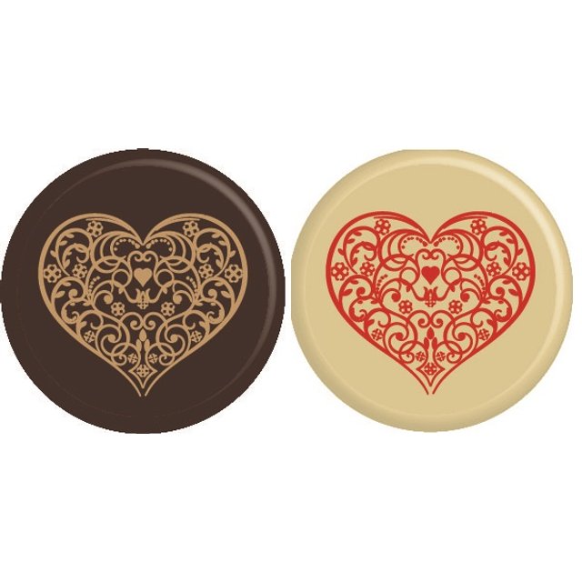 Obrázek produktu PCB DEKOR KOLEČKO Z HOŘKÉ ČOKOLÁDY SE SRDÍČKEM pr.2,5cm 540ks