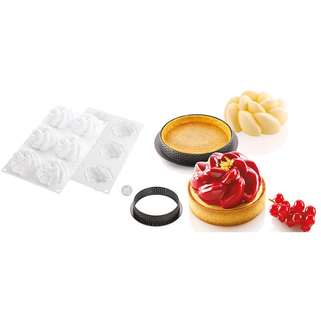 Obrázek produktu SIL KIT TARTE RING FORMA SILIKON A RÁFKY - FLEUR Ø80mm v.20mm 6ks