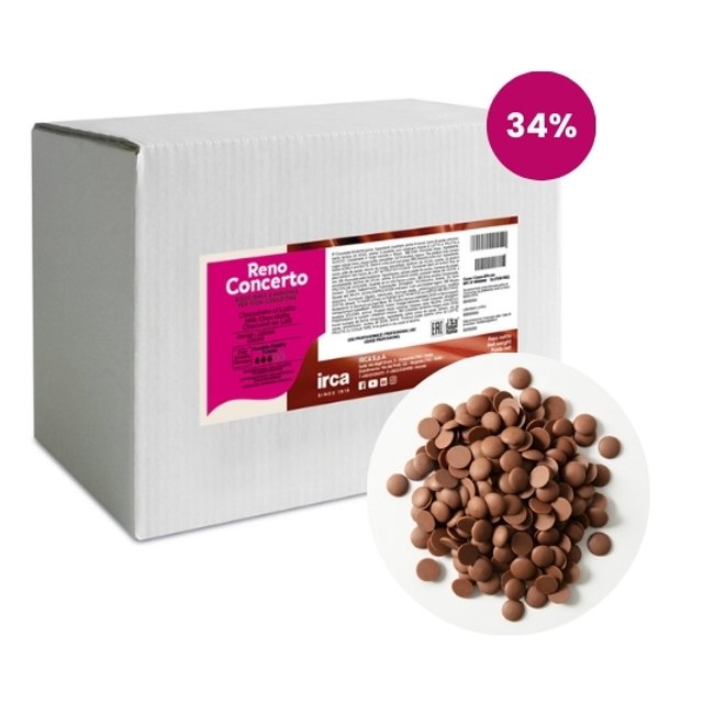 Obrázek produktu IRCA RENO CONCERTO LATTE ČOKOLÁDA MLÉČNÁ 34% 37/39 2x5 kg