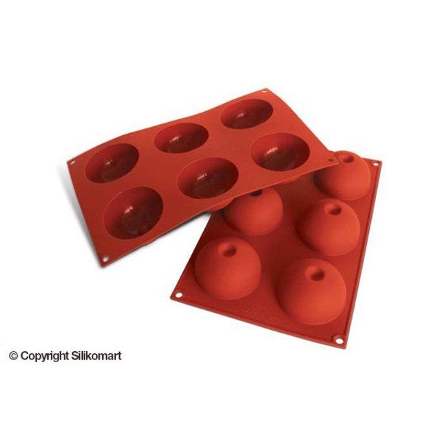 Obrázek produktu SIL FORMA SILIKON terakota - POLOKOULE S DŮLKEM Ø75mm v.40mm 115ml 6ks