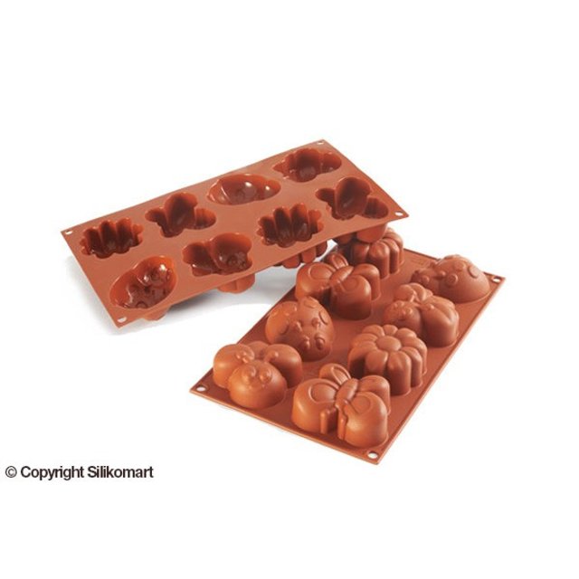 Obrázek produktu SIL FORMA SILIKON terakota - ZVÍŘÁTKA A KYTKY 77,5x57,5mm v.32mm 80,7ml 8ks