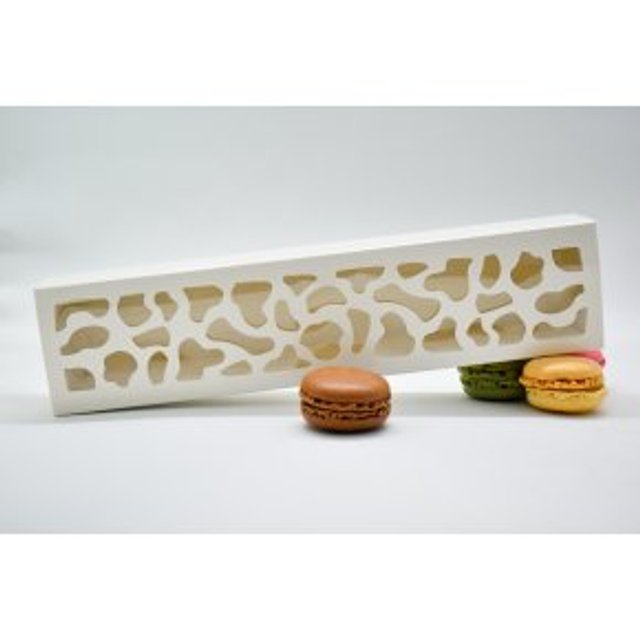 Obrázek produktu VE Krabička na makronky vzorované okénko bílá na 10ks 25,8x6x4cm 10x1ks