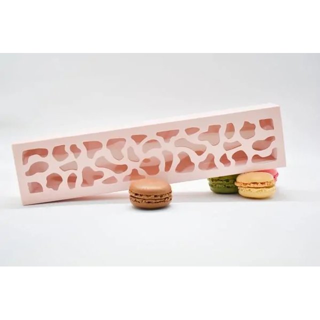 Obrázek produktu VE Krabička na makronky vzorované okénko růžová na 10ks 25,8x6x4cm 10x1ks