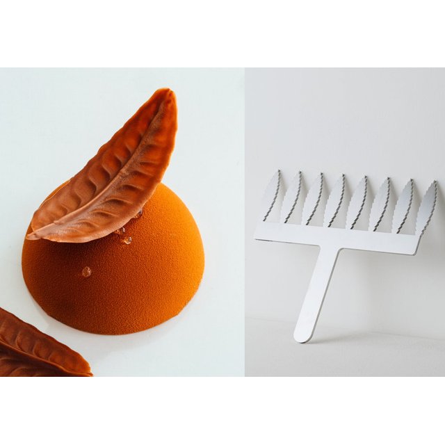 Obrázek produktu MA ŠABLONA NEREZ na čokoládovou dekoraci LÍSTEK PEŘÍČKO 6cm