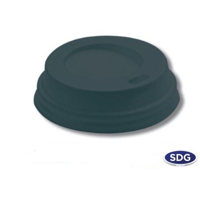 Obrázek produktu SDG VÍČKO NA KELÍMEK KÁVA vyvýšené s pítkem plast ČERNÉ 9oz-2 10x100 ks (doprodej)